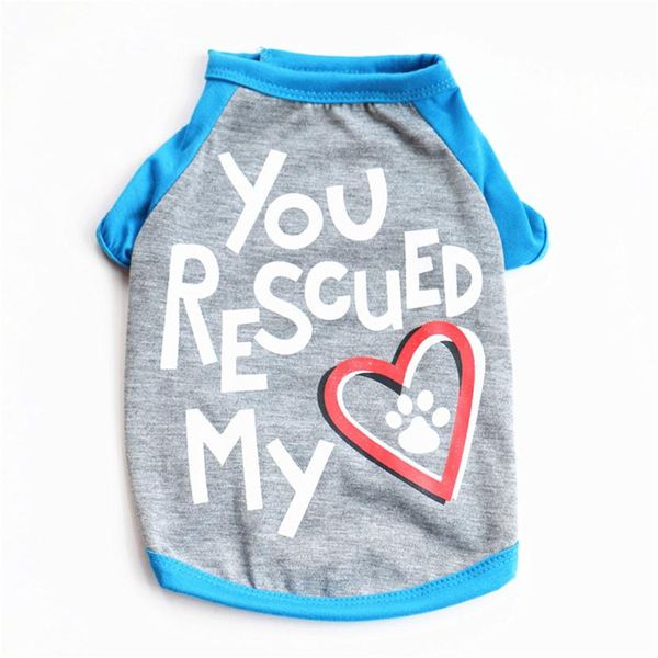 

letter you rescued my heart pet kitty dog t shirt vest summer cute small puppy clothing dress up doggy footprints clothes sale