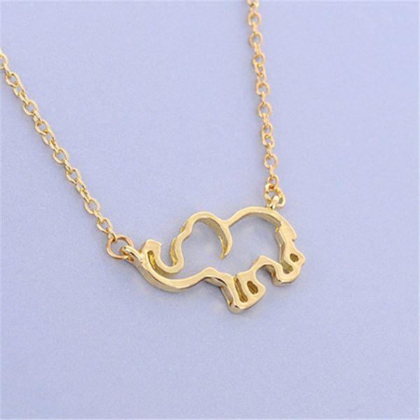 

european and american new article adorn article vogue elephant pendant necklace lucky hollow out elephant clavicle chain friend gift, Silver