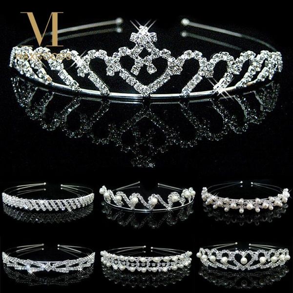 

1pcs pearl кристалл волны диапазона волос повязка корона головной убор для венчания свадебные цветочниц дети дети оптовая аксессуар для воло, Golden;white