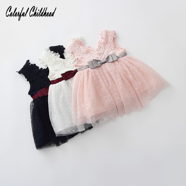 

sweet lace bowknot design xmas dress baby girls v-neck vest dress infant princess first communication vestido baby clothing, Red;yellow