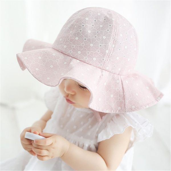 

summer soft cotton baby sun hat girl panama hat star print kids girls bucket cap newborn toddler wide brim sun hat children caps, Yellow