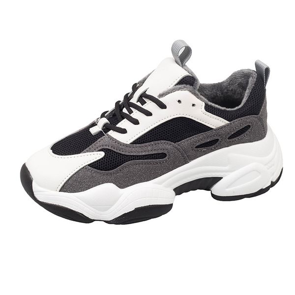 

parkside wind women's sneakers thick bottom increased plus cashmere casual fashion shoes 2020 female winter spring size 35-40, Black