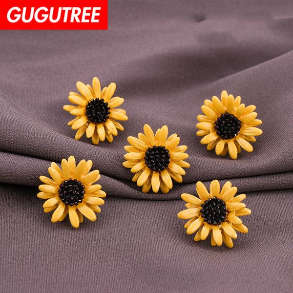 

gugutree brooch breastpin flower sunflower patch metal patches badges applique patches for clothing hh-12, Black