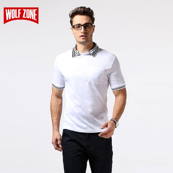 

Wolf Zone Brand Summer Polo Shirt Men Breathable Business Fashion Casual Mens Short Sleeve Solid Cotton Polo Shirts Clothing