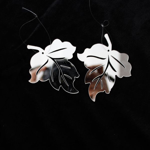 

8cm 4pcs acrylic mirror christmas ornament shining snowflake xmas tree pendant hollow-out leaves wedding decoration