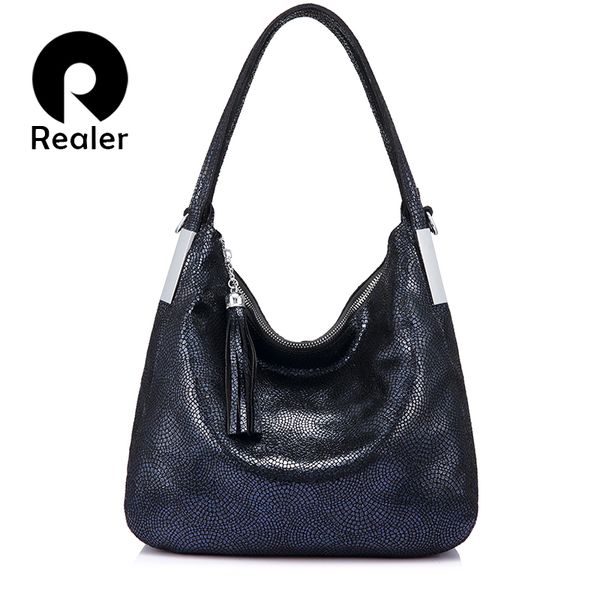 

realer genuine leather women handbags female shoulder messenger bags with tassel brands famous leather totes