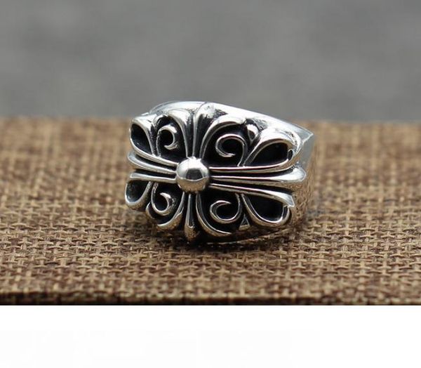 

кольца стерлингового серебра 925 пробы тенденция личности ювелирные изделия панк стиль мужские и женские любители подарок хип хоп крест стил, Golden;silver