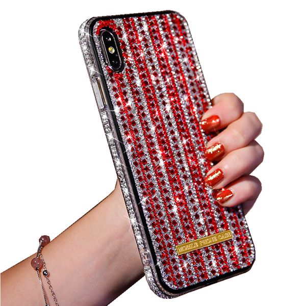 

sparkle glittery glass cell phone case for iphone 11 pro x xr xs max 8 7 6 plus bling bling rhinestone case back cover fashion girl