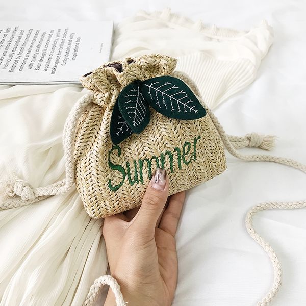 

fashion bucket bag female 2020 straw bag rattan wild shoulder retro messenger