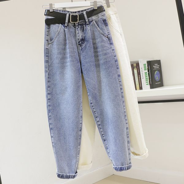

high waist jeans pants women pantalon femme spring autumn fashion slim vintage denim harem pants trousers women pantalones mujer, Black;white