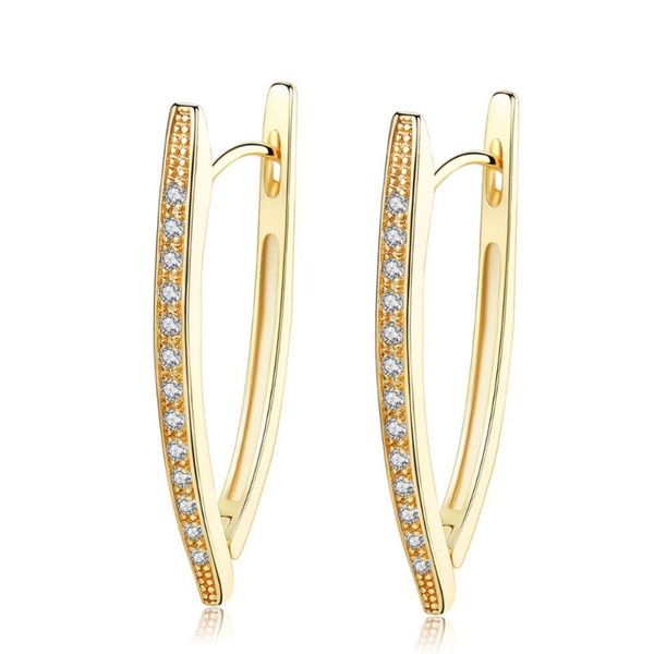 

trendy zirconia irregular crystal simple geometric creative boat shape gold hoop earrings for women fashion jewely e-h0215, Golden;silver
