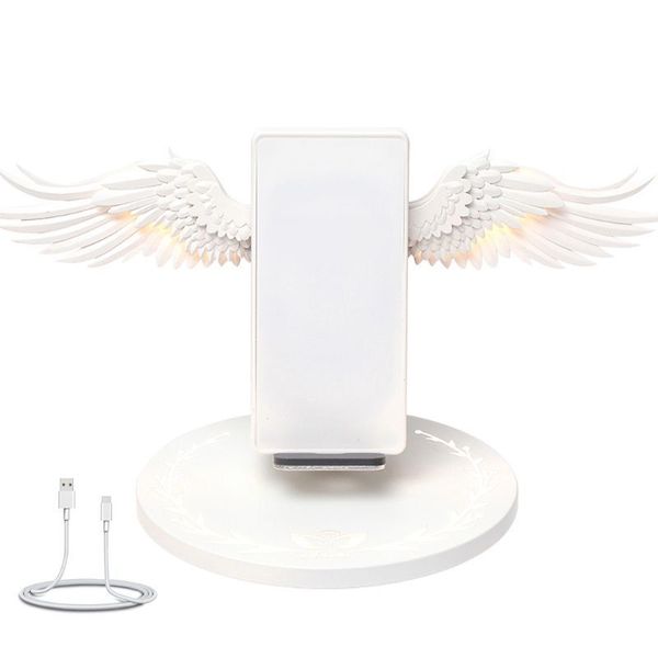 

universal colorful led qi wireless charge dock 10w angel wings fast charger for iphone 11 pro x xr 8 plus smasung huawei xiaomi