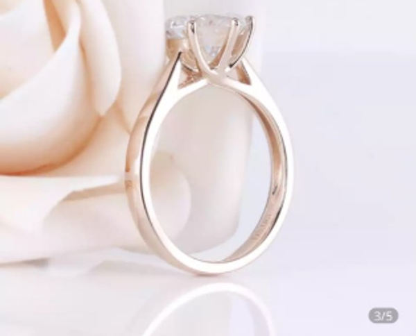 

2 18k rose gold moissanite diamond ring classic luxury women wedding party engagement anniversary ring 2 ct, Golden;silver