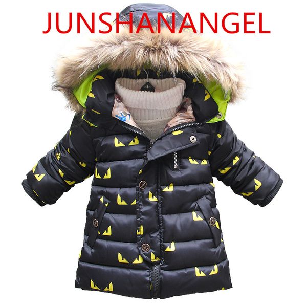 

junshanangel children's clothing boy cotton winter clothing 2019 new wave winter thick cotton jacket hooded jacket, Blue;gray