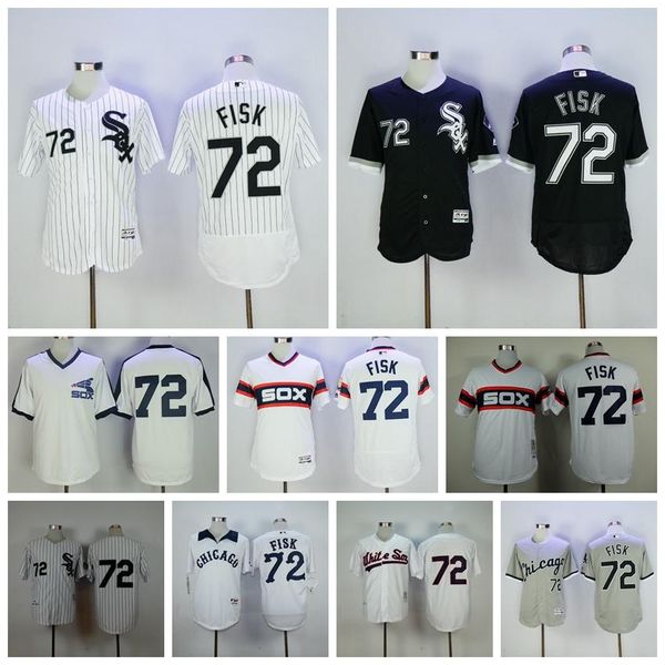 

retire 1985 1990 1983 vintage 72 carlton fisk baseball jersey men flexbase cool base pullover pinstripe breathable sewn on white black grey, Blue;black