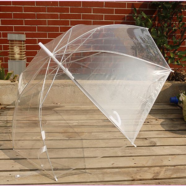

transparent clear rain umbrella 23inch large long handle automatic umbrella for wedding party favor
