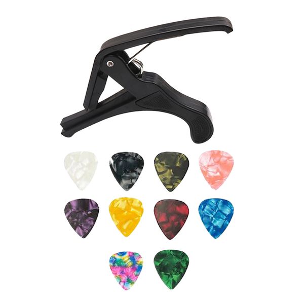 

guitar picks thin,10 pack colorful celluloid guitar picks (0.46mm) & capo