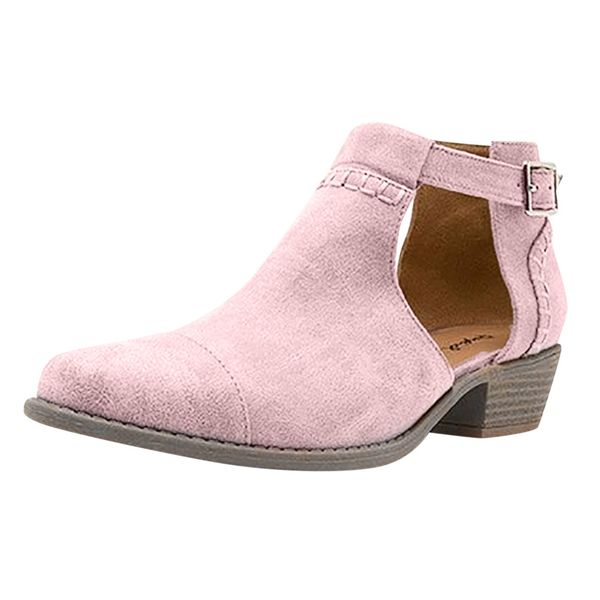 

sagace ankle boots womens comfortable pointed toe buckle strap low-heeled casual shoes female ankle boots for women leisure, Black