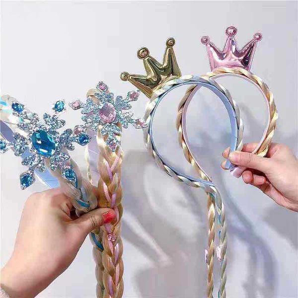 

new frozen children's head accessories kids hair accessories wigs gold braid hair band bows, Slivery;white