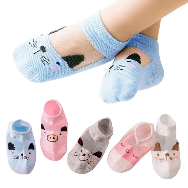 

5 pairs/lot kids socks summer children girls boys short cartoon socks mesh style for 1-12 years toddler child, Pink;yellow
