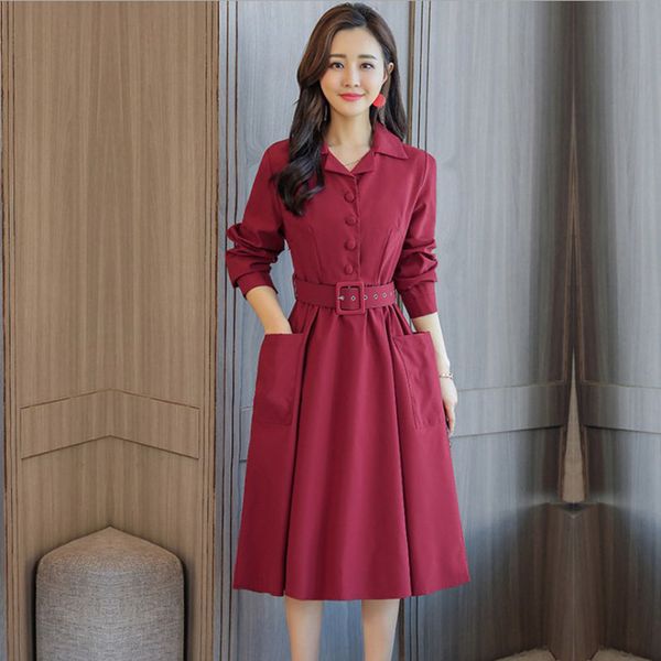 

2019 new long-sleeved large size dress women's temperament heart machine skirt design sense a word skirt, Black;gray