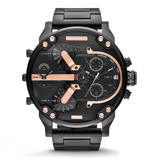 Relógio masculino com mostrador grande de aço inoxidável quartzo com calendário masculino relógios militares de luxo relógios de pulso montres pour hommes