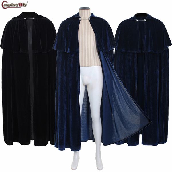 

cosplaydiy velvet cape men halloween плащи wrap украл рождество куртка длинная шинель косплей реквизит черный / синий, Black;red