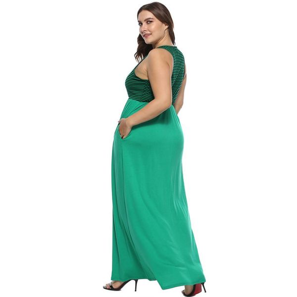 

vadim urban leisure sleeveless knit blend mid calf dress o neck large swing striped woman high waist pullover summer dresses, Black;pink