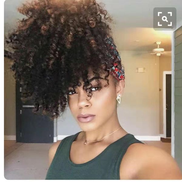 

tight curly ponytail 100% human hair drawstring ponytail with clips in for women brazilian non remy hair 1 piece 100g-140g available, Black