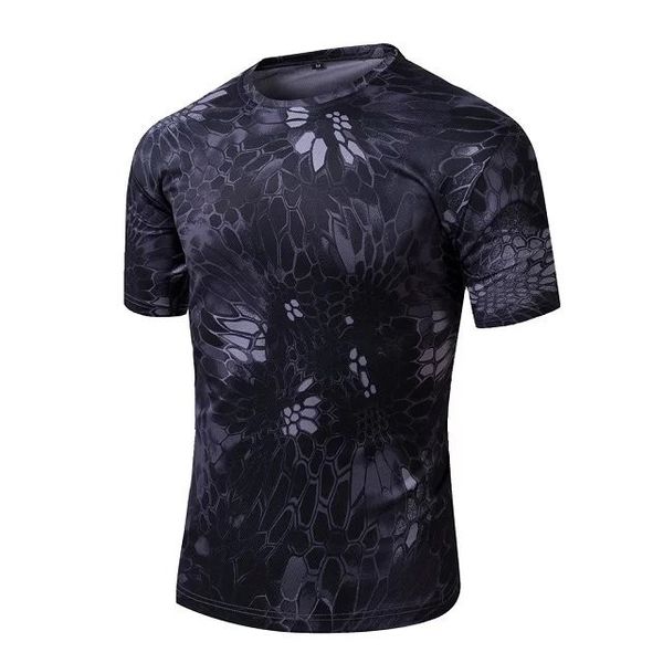 

camouflage shirt quick dry breathable tights army tactical t-shirt mens compression t shirt fitness summer bodybulding, Gray;blue
