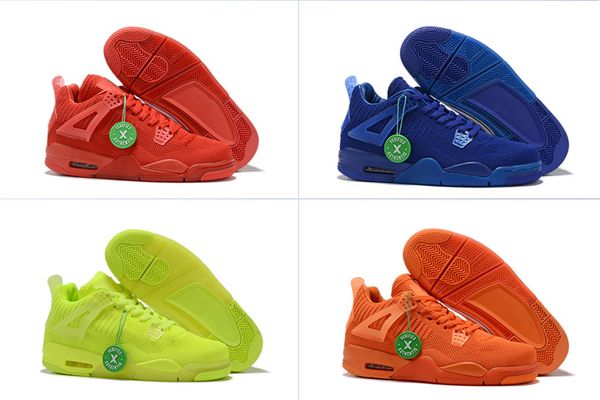 

4 4s men basketball shoes four new colors for weaving breathable red blue green orange 4s mens trainers sports sneakers size:40-47