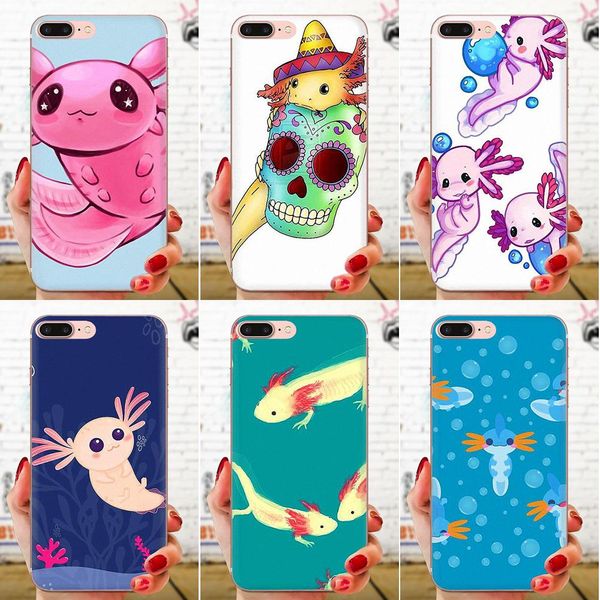 

custom for xiaomi mi3 mi4 mi4c mi4i mi5 mi 5s 5x 6 6x 8 se pro lite a1 max mix 2 note 3 4 print phone case cute animal axolotl black