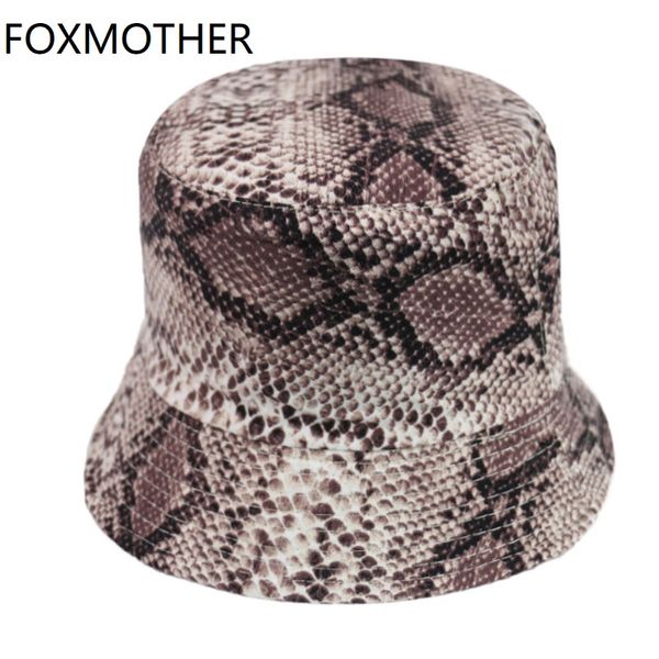 

foxmother new hip hop fashion outdoor snake skin print bucket hats women sun caps 2019, Blue;gray