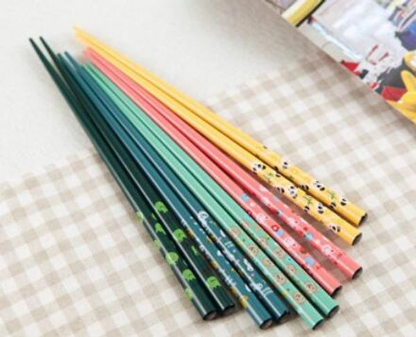 400 paair venda Quente Dos Desenhos Animados de bambu Chopsticks Comprimento Branco Chinês Dos Desenhos Animados Utensílios de Cozinha