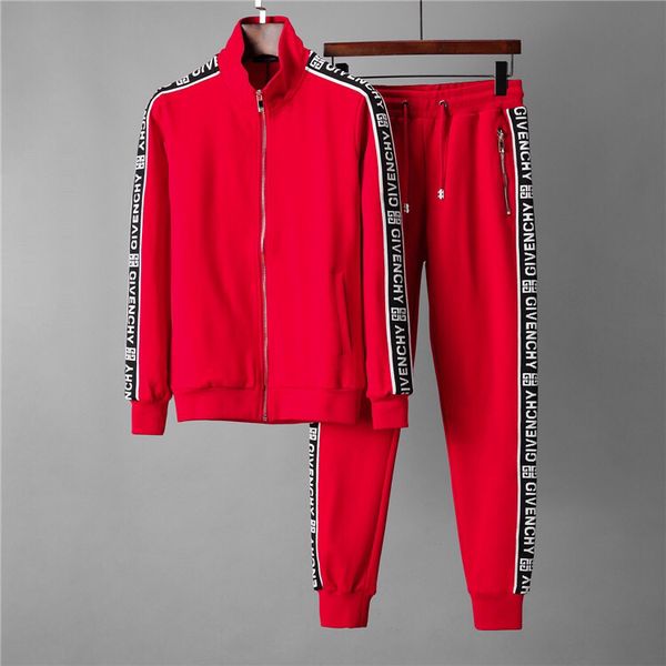 

3xl design mens tracksuit letter luxury casual suits hoodies + pants spring autumn zipper kits sports running tracksuit black gray 2019