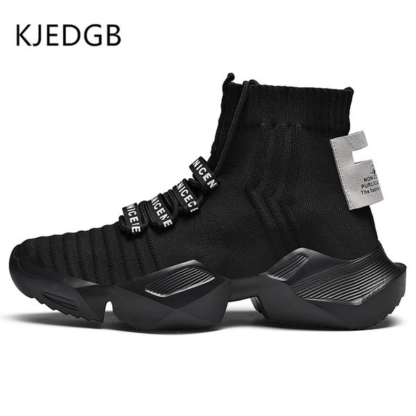 

kjedgb 2019 ins socks mens sneakers lace-up men shoes breathable mens outdoor casual solid black/white shoes designer cu08