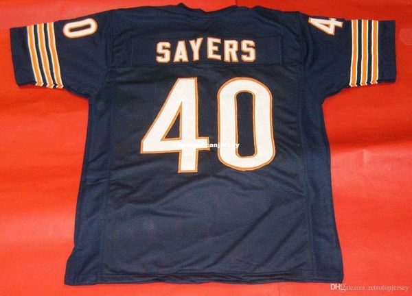 

retro #40 gale sayers custom mitchell & ness jersey bule mens stitching s-5xl,6xl football jerseys running, Black;blue