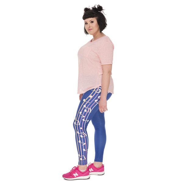 

plus size yoga pants ladies unique music symbol printed leggings sports running push-ups fitness clothes stretch slim long, White;red