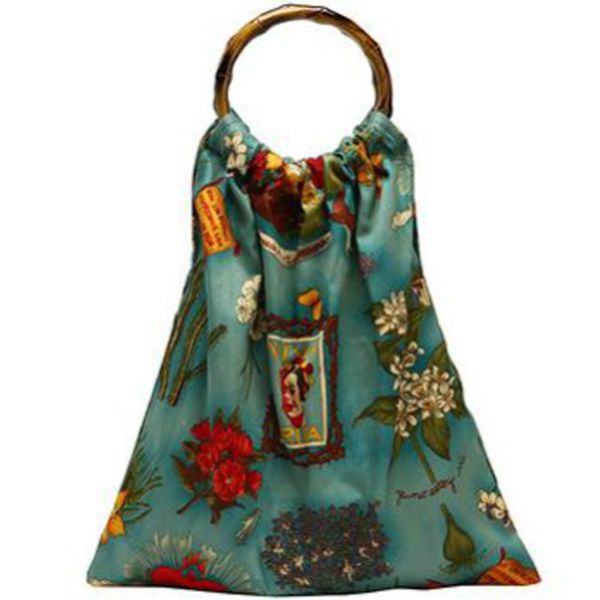 

new floral print ladies bamboo handle handbag ladies lightweight cloth shoulder messenger bag