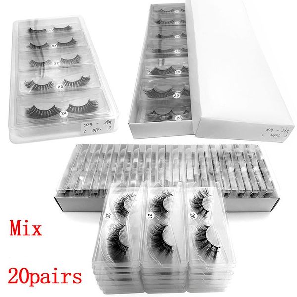 

new 20 pairs mink eyelashes in bulk mix 10 styles 3d natural long false eyelashes wholesale hand made lash makeup