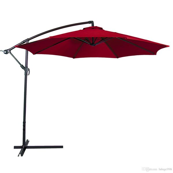 

patio sunshade offset 10' hanging umbrella w/ base beige green burgundy orange
