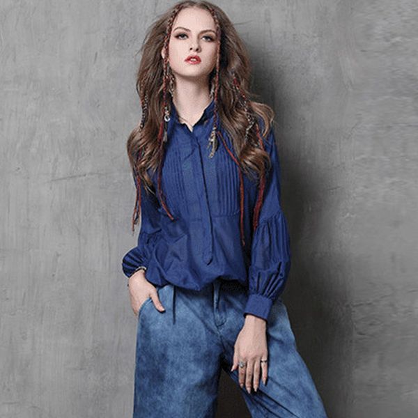 

women's blouses & shirts johnature spring simple comfortable stand button solid color batwing sleeve shirt 2021 leisure long women, White