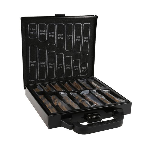 

high speed steel titanium coated twist drill bits kit with storage box