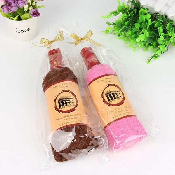 

home textile cotton birthday present bathroom accessories wash cloth cake ornament towel red wine shape 34*75cm party favor gift