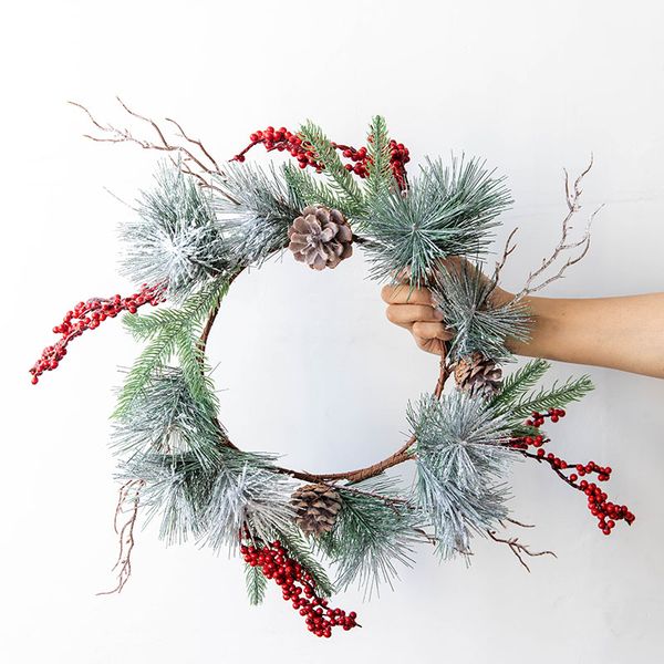 

artificial christmas rattan berry flower diy garland wreath green tree ornament home hanging ornament for party xmas decor