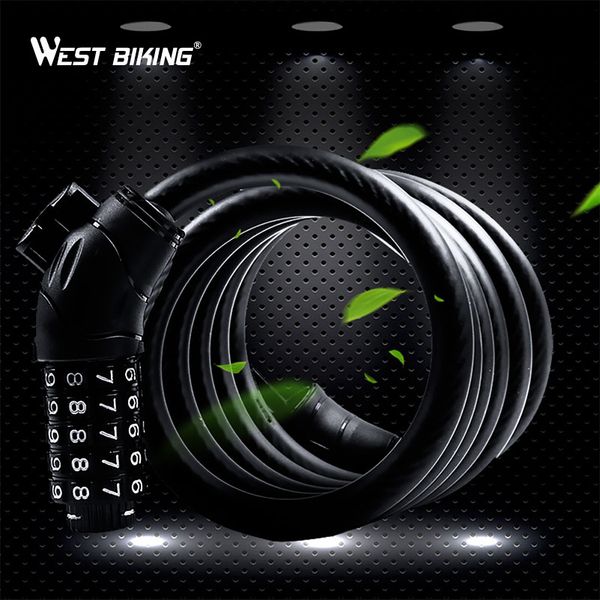 

west biking bicycle lock 5 digital code password lock security anti-theft bicycle code 1.2m 1.5m1.8m steel cable bike