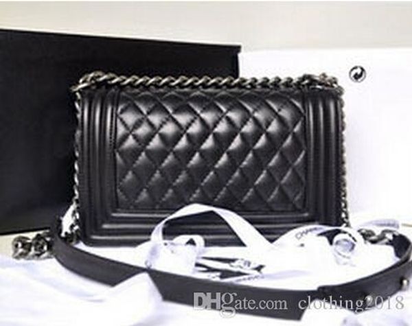 

2019 classic women s plaid chain bag lambskin black leather shoulder flap bag