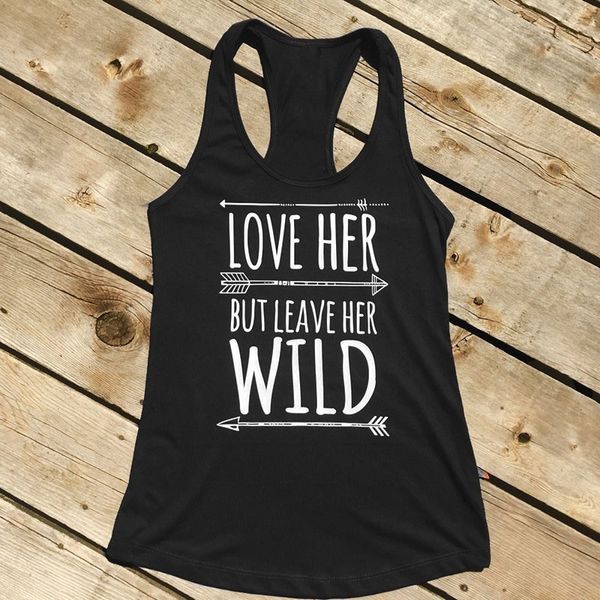 

lover her but leave here wild women summer fashion o-neck sleeveless undershirt singlet hipster graphic quote christian garment, White