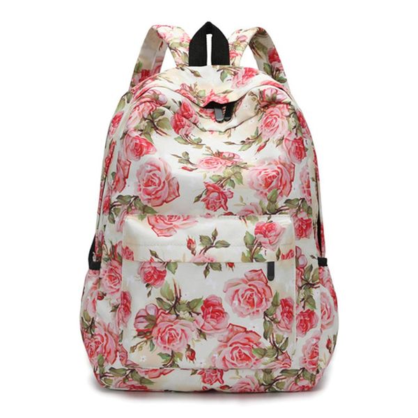 

fresh style women backpacks floral print bookbags female travel backpack rose
