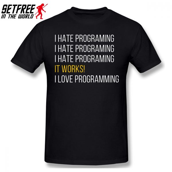 

programmer men t shirt funny plus size o-neck cotton short sleeve men's clothes, White;black